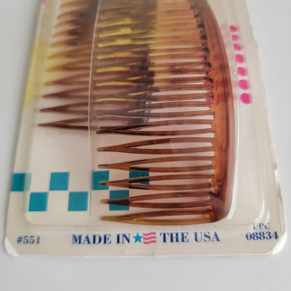 Vintage 1989 Goody Kant-Slip Side Combs Brown NEW Tortoise Shell 2pc #551